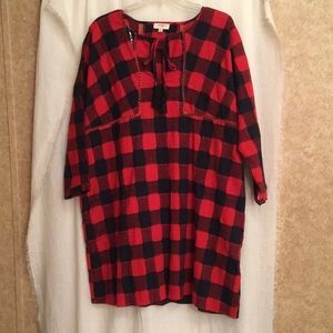 Umgee Navy and Red plaid dress